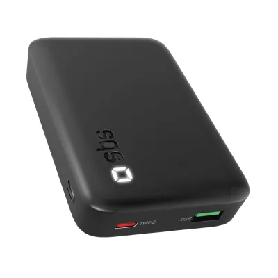 SBS - PowerBank 10000 mAh 20 W, Power Delivery, USB-C/USB-A, čierna