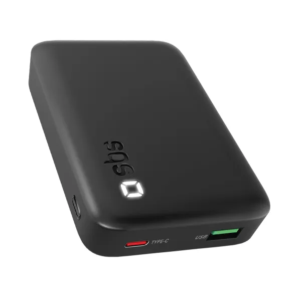 SBS - PowerBank 10000 mAh 20 W, Power Delivery, USB-C/USB-A, čierna