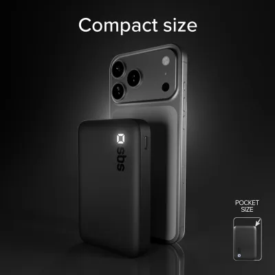 SBS - PowerBank 10000 mAh 20 W, Power Delivery, USB-C/USB-A, čierna