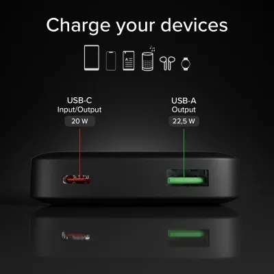 SBS - PowerBank 10000 mAh 20 W, Power Delivery, USB-C/USB-A, čierna