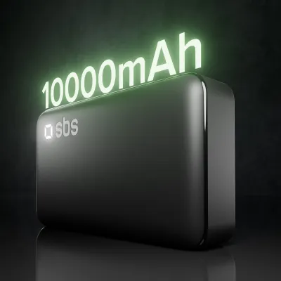 SBS - PowerBank 10000 mAh 20 W PD, s integrovaným káblom 2x USB-C, čierna