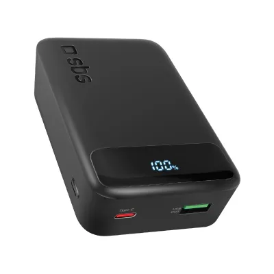 SBS - PowerBank 20000 mAh 20 W, PD, Compact, USB-C/USB-A, čierna
