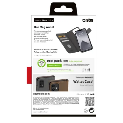 SBS - Puzdro Duo Mag Wallet pre iPhone 13 Pro, čierna