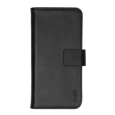 SBS - Puzdro Book Wallet z pravej kože pre iPhone 13, čierna