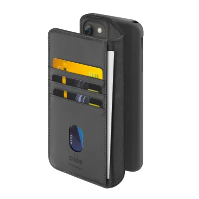 SBS - Puzdro Book Wallet z pravej kože pre iPhone 13, čierna