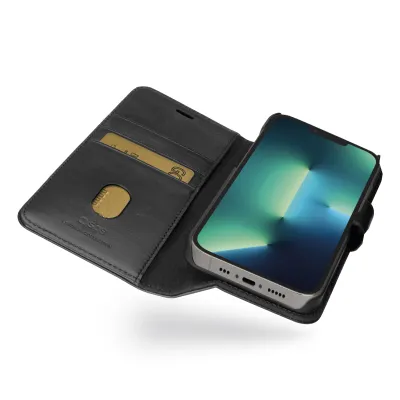 SBS - Puzdro Book Wallet z pravej kože pre iPhone 14, čierna
