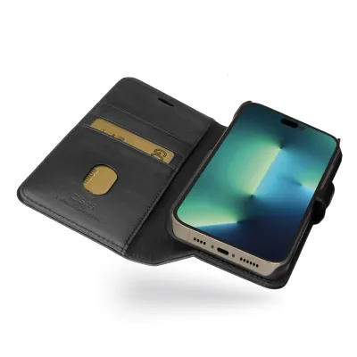 SBS - Puzdro Book Wallet z pravej kože pre iPhone 14 Pro, čierna