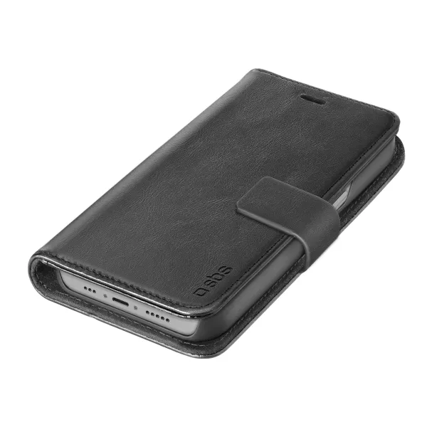 SBS - Puzdro Book Wallet z pravej kože pre iPhone 14 Plus, čierna