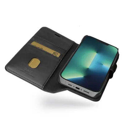 SBS - Puzdro Book Wallet z pravej kože pre iPhone 14 Plus, čierna