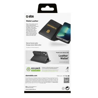 SBS - Puzdro Book Wallet z pravej kože pre iPhone 14 Plus, čierna