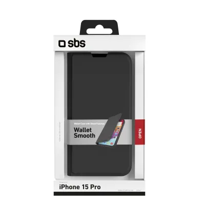 SBS - Puzdro Book Wallet Lite pre iPhone 15 Pro, čierna