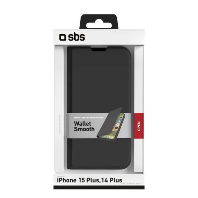 SBS - Puzdro Book Wallet Lite pre iPhone 15 Plus, čierna
