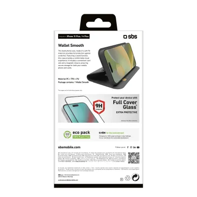 SBS - Puzdro Book Wallet Lite pre iPhone 15 Plus, čierna