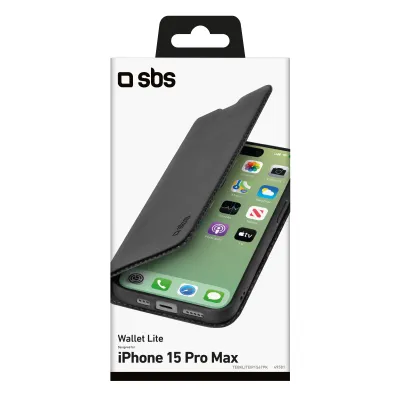 SBS - Puzdro Book Wallet Lite pre iPhone 15 Pro Max, čierna