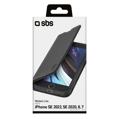 SBS - Puzdro Book Wallet Lite pre iPhone SE 2022/SE 2020/8/7, čierna