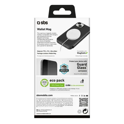 SBS - Puzdro Book Wallet Mag kompatibilné s MagSafe pre iPhone 15, čierna