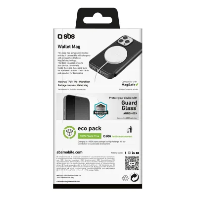 SBS - Puzdro Book Wallet Mag kompatibilné s MagSafe pre iPhone 15 Pro, čierna