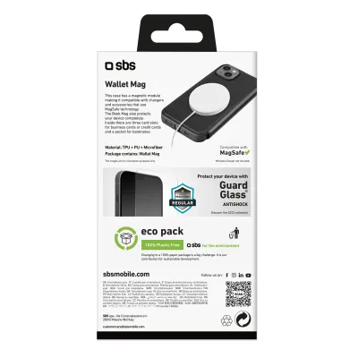 SBS - Puzdro Book Wallet Mag kompatibilné s MagSafe pre iPhone 15 Plus, čierna