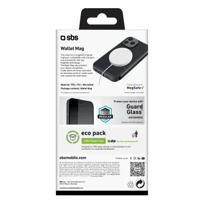 SBS - Puzdro Book Wallet Mag kompatibilné s MagSafe pre iPhone 15 Pro Max, čierna