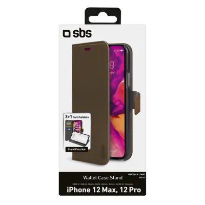 SBS - Puzdro Book Wallet pre iPhone 12/12 Pro, hnedá