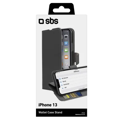 SBS - Puzdro Book Wallet pre iPhone 13, čierna
