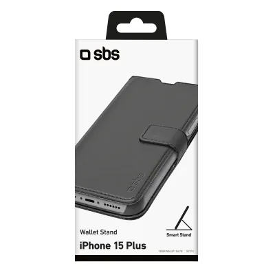 SBS - Puzdro Book Wallet Stand pre iPhone 15 Plus, čierna