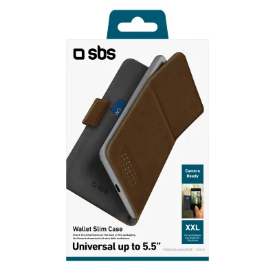 SBS - Univerzálne puzdro Wallet Slim do 5,5'', hnedá