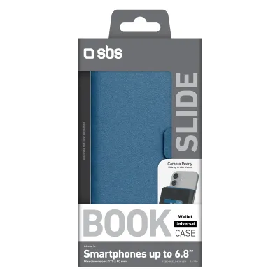 SBS - Puzdro Book Wallet Slide pre smartfón do 6,8", modrá