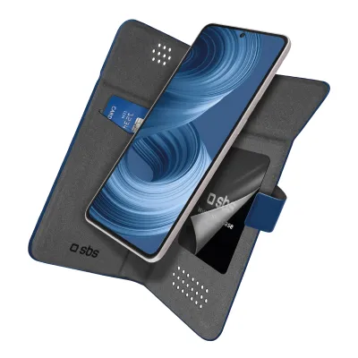 SBS - Puzdro Book Wallet Slide pre smartfón do 6,8", modrá