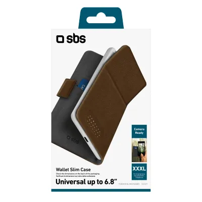 SBS - Univerzálne puzdro Wallet Slim do 6,8'', hnedá