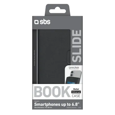 SBS - Puzdro Book Wallet Slide pre smartfón do 6,8", čierna