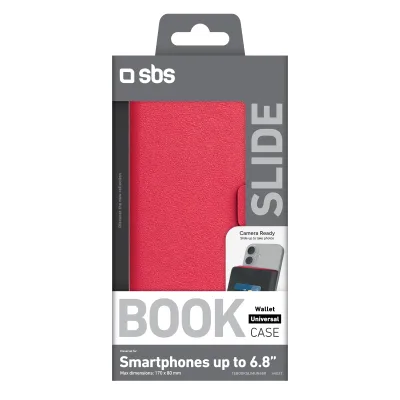SBS - Puzdro Book Wallet Slide pre smartfón do 6,8", červená