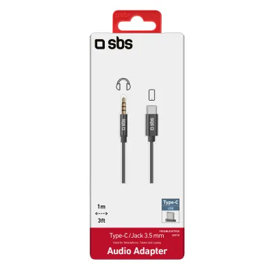 SBS - Adaptér USB-C/Jack 3,5 mm male, 1 m, čierna