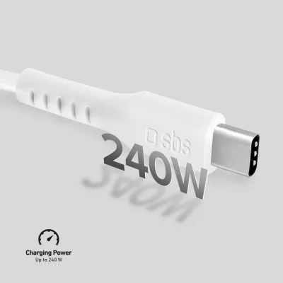 SBS - Kábel USB-C/USB-C, 240 W, Power Delivery, 3 m, biela