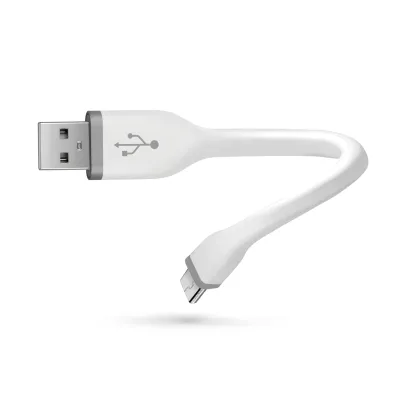 SBS - Kábel USB-A/MFI Lightning, 10 W, s funkciou kľúčenky, 12 cm, biela