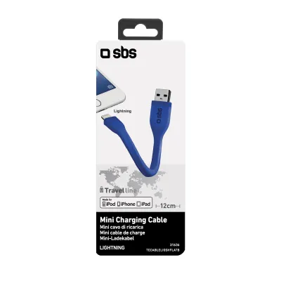 SBS - Kábel USB-A/MFI Lightning 5 W, Mini, 12 cm, modrá