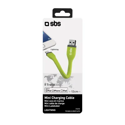 SBS - Kábel USB-A/MFI Lightning 5 W, Mini, 12 cm, zelená