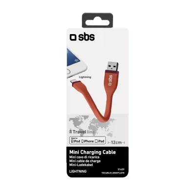 SBS - Kábel USB-A/MFI Lightning 5 W, Mini, 12 cm, červená