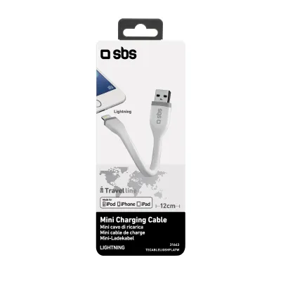SBS - Kábel USB-A/MFI Lightning 5 W, Mini, 12 cm, biela
