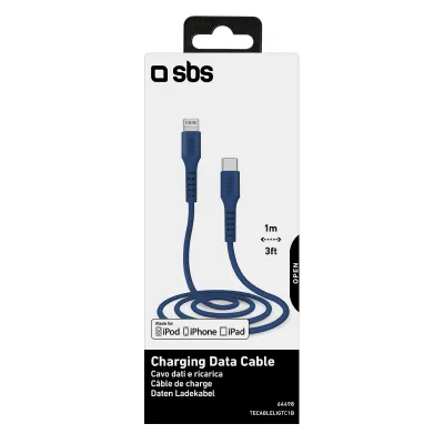 SBS - Kábel USB-C/MFI Lightning, 5 W, 1 m, modrá