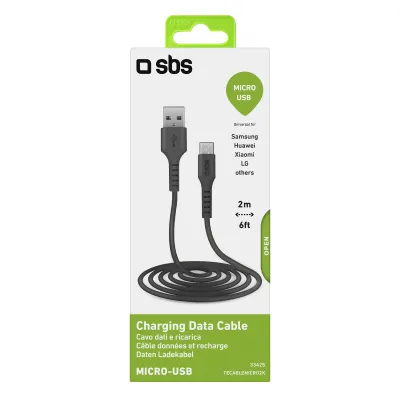 SBS - Kábel USB-A/Micro USB, 5 W, 2 m, čierna