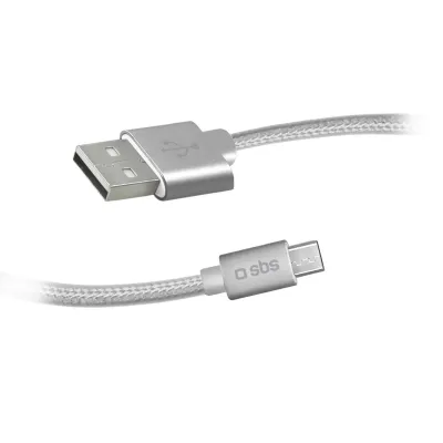 SBS - Kábel USB-A/Micro USB, 5 W, opletený, 1 m, strieborná