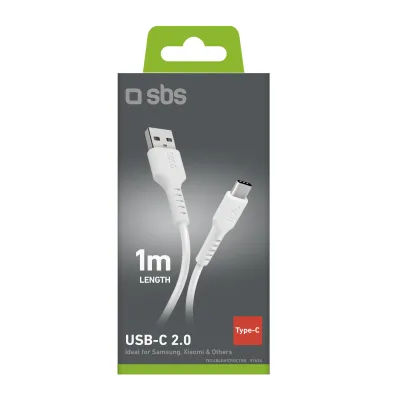 SBS - Kábel USB-C/USB-A, 1 m, biela