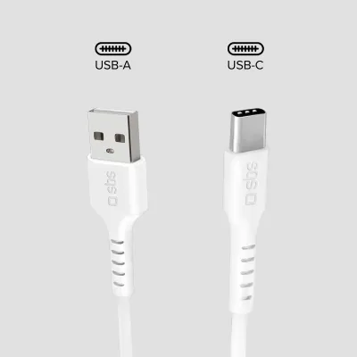 SBS - Kábel USB-C/USB-A, 1 m, biela
