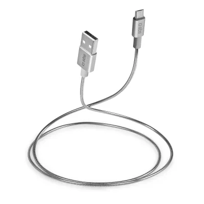 SBS - Kábel USB-A/Micro USB, 5 W, hliníkový, 1,5 m, strieborná