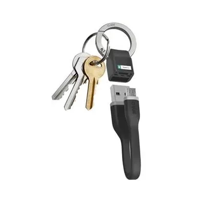SBS - Kábel USB-A/Micro USB, 5 W, s funkciou kľúčenky, 12 cm, čierna