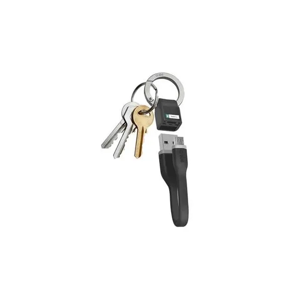 SBS - Kábel USB-A/Micro USB, 5 W, s funkciou kľúčenky, 12 cm, čierna