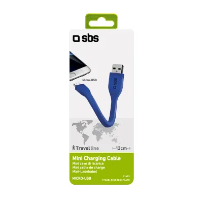 SBS - Kábel USB-A/Micro USB, 5 W, Mini, 12 cm, modrá