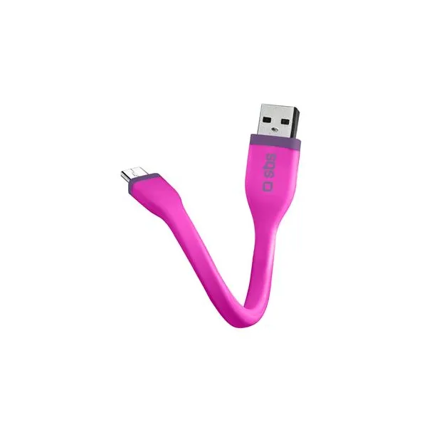 SBS - Kábel USB-A/Micro USB, 5 W, Mini, 12 cm, ružová