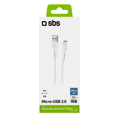 SBS - Kábel USB-A/Micro USB, 5 W, 1 m, biela